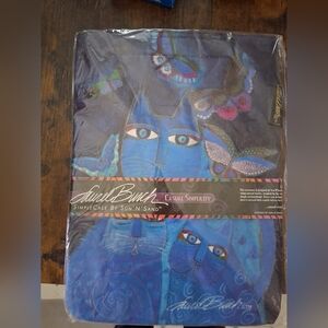 Laurel Burch Blue Cat Tablet Sleeve with Butterfly Motif